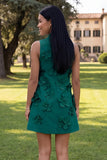 Hot Pink High Neck A-Line Homecoming Dress with 3D Flowers