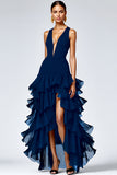 Black V Neck Long Formal Dress With Slit