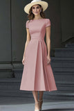 Daffodil A Line Boat Neck Vintage Satin Long Work Dress