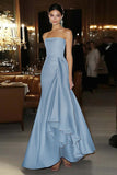 Sheath Pink Satin Strapless Gala Dress