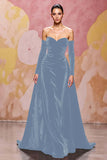 Sweetheart Dark Red Velvet A Line Long Evening Dress