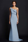 Khaki Mermaid One Shoulder Long Formal Dress