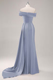 One Shoulder Pleated Champagne Sheath Satin Long Formal Dress