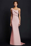 Khaki Mermaid One Shoulder Long Formal Dress