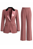 Women's Dark Green One Button Peak Lapel 2-piece Work Suits