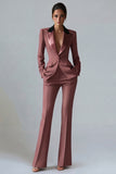 Women's Dark Green One Button Peak Lapel 2-piece Work Suits
