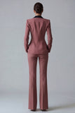 Women's Dark Green One Button Peak Lapel 2-piece Work Suits