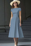 Daffodil A Line Boat Neck Vintage Satin Long Work Dress