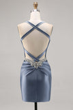 Corset Satin Bodycon Dark Green Cocktail Dress