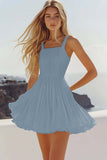 White A Line Short Pleated Short Graduation Dress