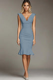 White V-Neck Bodycon Short Formal Dress