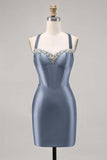 Corset Satin Bodycon Dark Green Cocktail Dress