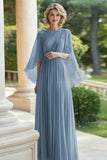 Pleated Lilac A Line Chiffon Mother of the Bride Dress