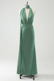 Peacock Sheath V-Neck Backless Wedding Guest Dress with Slit