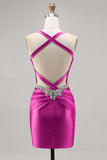 Corset Satin Bodycon Dark Green Cocktail Dress