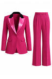 Women's Dark Green One Button Peak Lapel 2-piece Work Suits