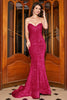 Load image into Gallery viewer, Mermaid Sweetheart Hot Pink Sequins Long Prom Dress