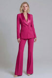 2 Piece Fresh Emerald Shawl Lapel Double Breasted Women's Work Suits