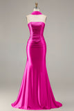 Champagne Strapless Mermaid Beaded Convertible Long Prom Dress