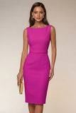 Ivory Bodycon Bateau Neck Midi Work Dress with Sleeveless
