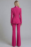 Navy Shawl Lapel 2 Piece Single Breasted Women's Work Suits