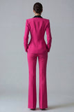 Women's Dark Green One Button Peak Lapel 2-piece Work Suits