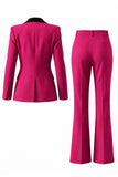 Women's Dark Green One Button Peak Lapel 2-piece Work Suits