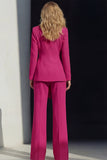 2 Piece Pink Peak Lapel Women's Work Suits with Sash
