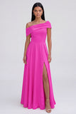 Yellow A-Line One Shoulder Maxi Dress with Slit