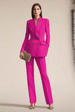 Pink 2 Piece Peak Lapel Satin Business Suits