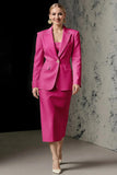 Ivory 2 Piece Ivory Peak Lapel Pencil Midi Business Suits
