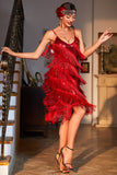 Red Roaring 20s Gatsby Fringed Flapper Dress