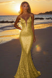 Sparkly Silver Backless Mermaid Long Formal Dress