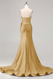Royal Blue Strapless Mermaid 3D Flowers Beaded Long Prom Dress with Slit
