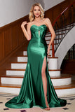 Mermaid Royal Blue Sweetheart Corset Prom Dress with Slit