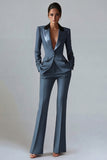 Women's Dark Green One Button Peak Lapel 2-piece Work Suits