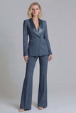 2 Piece Fresh Emerald Shawl Lapel Double Breasted Women's Work Suits