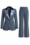 Women's Dark Green One Button Peak Lapel 2-piece Work Suits