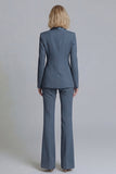 2 Piece Fresh Emerald Shawl Lapel Double Breasted Women's Work Suits