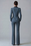 Women's Dark Green One Button Peak Lapel 2-piece Work Suits