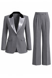 Women's Dark Green One Button Peak Lapel 2-piece Work Suits