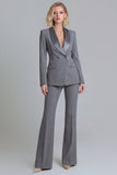 2 Piece Fresh Emerald Shawl Lapel Double Breasted Women's Work Suits