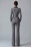 Women's Dark Green One Button Peak Lapel 2-piece Work Suits