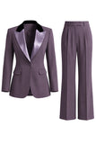 Women's Dark Green One Button Peak Lapel 2-piece Work Suits