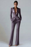 Women's Dark Green One Button Peak Lapel 2-piece Work Suits