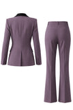 Women's Dark Green One Button Peak Lapel 2-piece Work Suits
