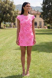 Yellow Round Neck Bodycon Homecoming Dress with 3D Flowers