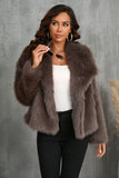 Fluffy Black Turn Lapel Faux Fur Winter Coat