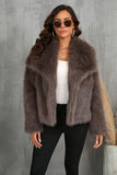 Fluffy Black Turn Lapel Faux Fur Winter Coat