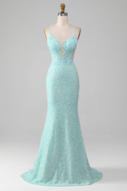 Sequins Sparkly Mermaid Prom Dress with Slit